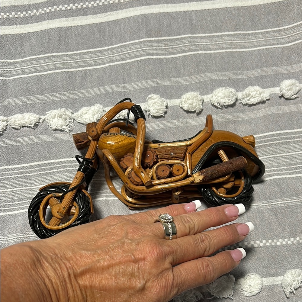 Handcrafted Wooden Motorcycle Figurine
